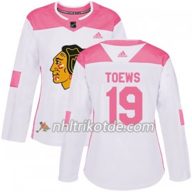 Chicago Blackhawks Trikot Jonathan Toews 19 Adidas 2017-2018 Weiß Pink Fashion Authentic - Dame